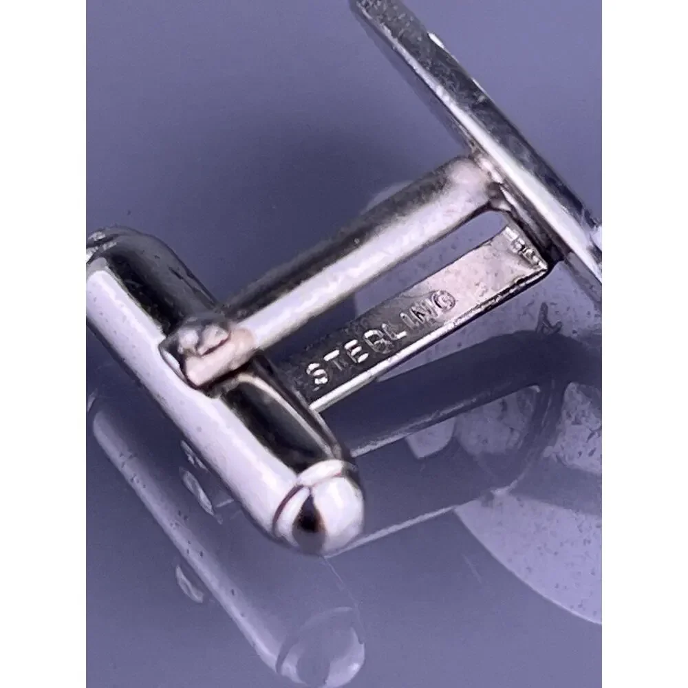 Oval Carved Swoops Cufflinks Sterling Silver Matte Satin Finish Anson Vintage